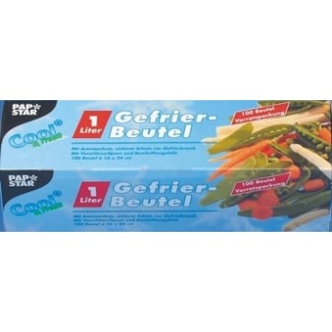 Papstar Gefrierbeutel, LLDPE – 1 Packung = 100 Beutel à 1 Liter, Format: 24 cm x 16 cm
