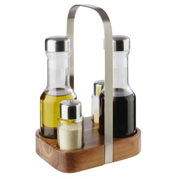 APS WOOD Pfeffer-, Salz-, Essig- und Öl-Menage, 5-teilig 1 Stück - Bild-Darstellung des Produktes 1