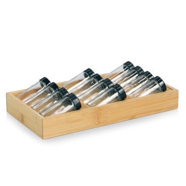 Zeller Gewürzeinsatz-Set, 13-teilig, Bambus/Glas Set = 6 Gläser, 6 Deckel, 1 Box - Bild-Darstellung des Produktes 1