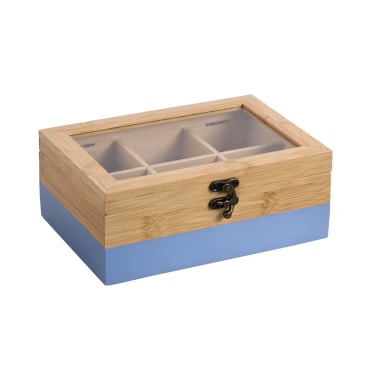 KESPER Teebox mit 6 Fächern, aus Bambus Farbe: Blau - Bild-Darstellung des Produktes 1