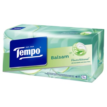 Tempo Taschentücher Balsam Single Box, 4-lagig 1 Box = 90 Tücher - Bild-Darstellung des Produktes 1