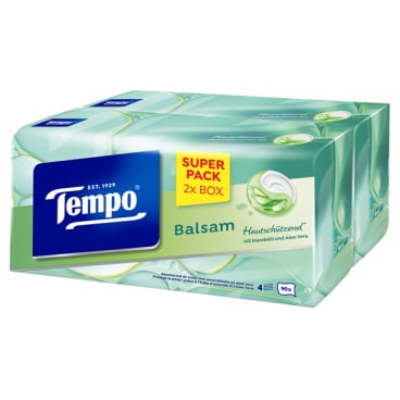 Tempo Taschentücher Balsam Dou Box, 4-lagig 2 Boxen à 90 Tücher - Bild-Darstellung des Produktes 1