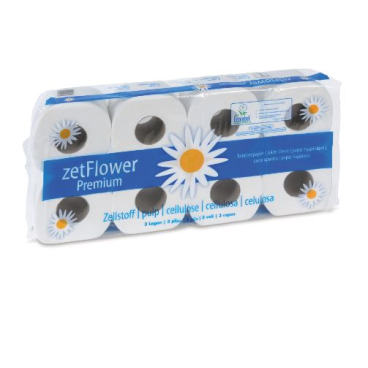 Toilettenpapier, hochweiß, 3-lagig 1 Karton = 9 Packungen x 8 Rollen à 250 Blatt - Bild-Darstellung des Produktes 1