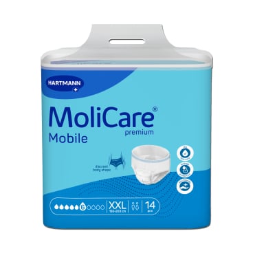 MoliCare® Premium Mobile Inkontinenzhosen, 6 Tropfen 1 Beutel = 14 Stück, Größe: XXL, Bauch/ Hüftumfang 150 - 203 cm - Bild-Darstellung des Produktes 1