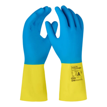 Hi5 X Chem Chemikalienschutzhandschuhe, Typ A AKLMNPST, blau/gelb 1 Karton = 144 Paar, Größe 11 - Bild-Darstellung des Produktes 1