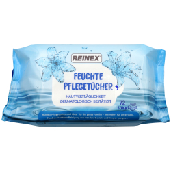 Reinex Chemie GmbH Regina Feuchte Pflegetücher, 14 x 19 cm, Nachfüllpackung, 1 Packung = 72 Pflegetücher 1267