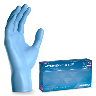 ARNOMED Nitril Blue Einmalhandschuhe, puderfrei, blau 1 Karton = 10 Packungen à 100 Stück, Größe XL - Bild-Darstellung des Produktes 1