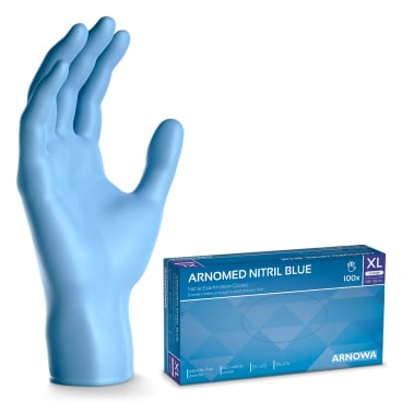 ARNOMED Nitril Blue Einmalhandschuhe, puderfrei, blau 1 Packung = 100 Stück, Größe XL - Bild-Darstellung des Produktes 1