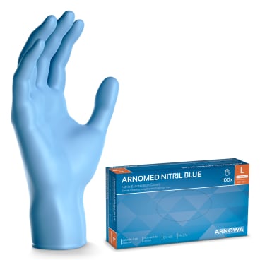 ARNOMED Nitril Blue Einmalhandschuhe, puderfrei, blau 1 Packung = 100 Stück, Größe L - Bild-Darstellung des Produktes 1