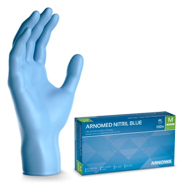 ARNOMED Nitril Blue Einmalhandschuhe, puderfrei, blau 1 Packung = 100 Stück, Größe M - Bild-Darstellung des Produktes 1