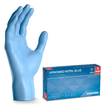 ARNOMED Nitril Blue Einmalhandschuhe, puderfrei, blau 1 Packung = 100 Stück, Größe S - Bild-Darstellung des Produktes 1