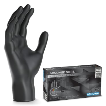 ARNOMED Nitril Midnight Black Einmalhandschuh, puderfrei, schwarz 1 Karton = 10 Packungen à 100 Stück, Größe XXL - Bild-Darstellung des Produktes 1