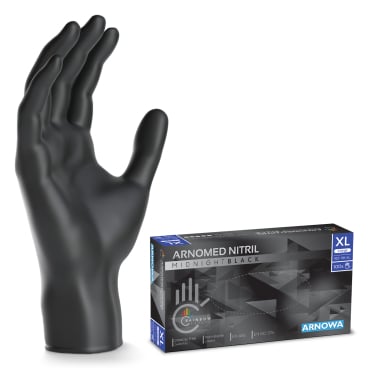 ARNOMED Nitril Midnight Black Einmalhandschuh, puderfrei, schwarz 1 Karton = 10 Packungen à 100 Stück, Größe XL - Bild-Darstellung des Produktes 1