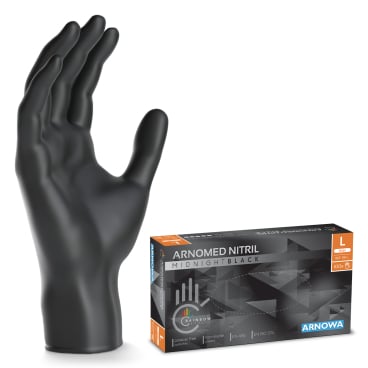 ARNOMED Nitril Midnight Black Einmalhandschuh, puderfrei, schwarz 1 Packung = 100 Stück, Größe L - Bild-Darstellung des Produktes 1