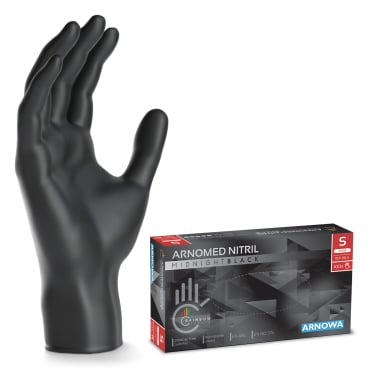 ARNOMED Nitril Midnight Black Einmalhandschuh, puderfrei, schwarz 1 Packung = 100 Stück, Größe S - Bild-Darstellung des Produktes 1
