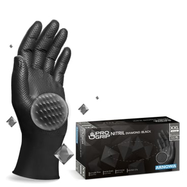 PROGRIP Nitril Diamond Black Einmalhandschuhe, puderfrei, schwarz 1 Packung = 50 Stück, Größe XXL - Bild-Darstellung des Produktes 1