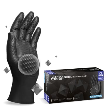 PROGRIP Nitril Diamond Black Einmalhandschuhe, puderfrei, schwarz 1 Packung = 50 Stück, Größe XL - Bild-Darstellung des Produktes 1