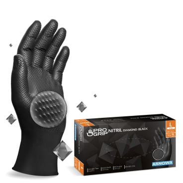 PROGRIP Nitril Diamond Black Einmalhandschuhe, puderfrei, schwarz 1 Packung = 50 Stück, Größe L - Bild-Darstellung des Produktes 1