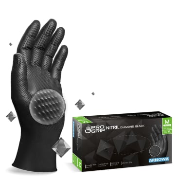PROGRIP Nitril Diamond Black Einmalhandschuhe, puderfrei, schwarz 1 Packung = 50 Stück, Größe M - Bild-Darstellung des Produktes 1