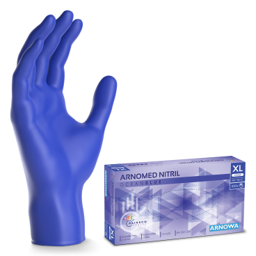 ARNOMED Nitril Ocean Blue Einmalhandschuhe, puderfrei, blau 1 Karton = 10 Packungen à 100 Stück, Größe XL - Bild-Darstellung des Produktes 1