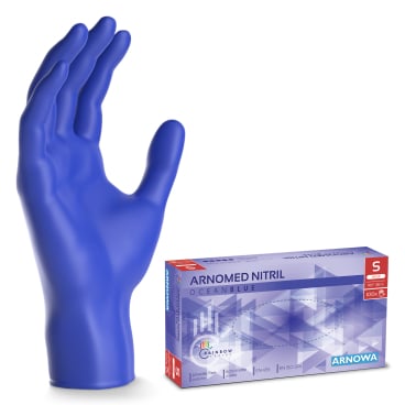 ARNOMED Nitril Ocean Blue Einmalhandschuhe, puderfrei, blau 1 Karton = 10 Packungen à 100 Stück, Größe S - Bild-Darstellung des Produktes 1