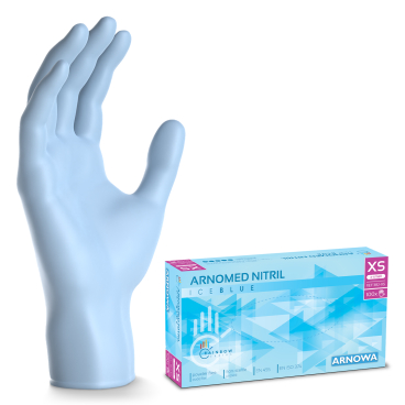 ARNOMED Nitril Ice Blue Einmalhandschuhe, puderfrei, hellblau 1 Packung = 100 Stück, Größe XS - Bild-Darstellung des Produktes 1
