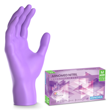 ARNOMED Nitril Lavender Violet Einmalhandschuhe, puderfrei, lila 1 Karton = 10 Packungen à 100 Stück, Größe M - Bild-Darstellung des Produktes 1