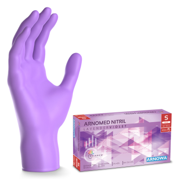 ARNOMED Nitril Lavender Violet Einmalhandschuhe, puderfrei, lila 1 Karton = 10 Packungen à 100 Stück, Größe S - Bild-Darstellung des Produktes 1