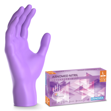 ARNOMED Nitril Lavender Violet Einmalhandschuhe, puderfrei, lila 1 Packung = 100 Stück, Größe L - Bild-Darstellung des Produktes 1