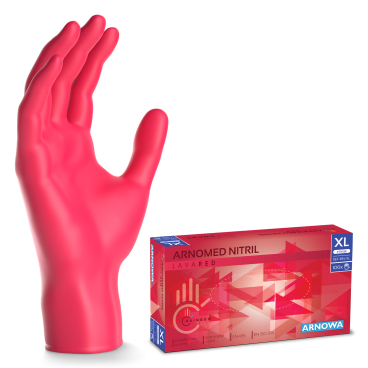 ARNOMED Nitril Lava Red Einmalhandschuhe, puderfrei, rot 1 Karton = 10 Packungen à 100 Stück, Größe XL - Bild-Darstellung des Produktes 1