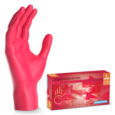 ARNOMED Nitril Lava Red Einmalhandschuhe, puderfrei, rot 1 Karton = 10 Packungen à 100 Stück, Größe L - Bild-Darstellung des Produktes 1