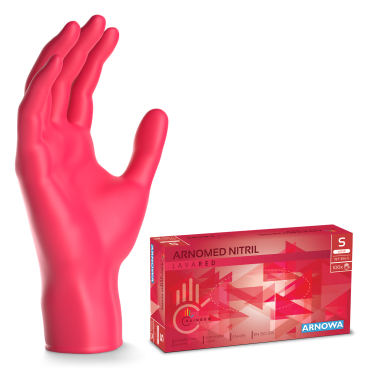 ARNOMED Nitril Lava Red Einmalhandschuhe, puderfrei, rot 1 Karton = 10 Packungen à 100 Stück, Größe S - Bild-Darstellung des Produktes 1