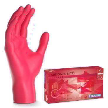 ARNOMED Nitril Lava Red Einmalhandschuhe, puderfrei, rot 1 Packung = 100 Stück, Größe S - Bild-Darstellung des Produktes 1