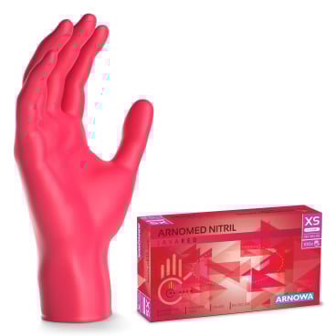 ARNOMED Nitril Lava Red Einmalhandschuhe, puderfrei, rot 1 Packung = 100 Stück, Größe XS - Bild-Darstellung des Produktes 1