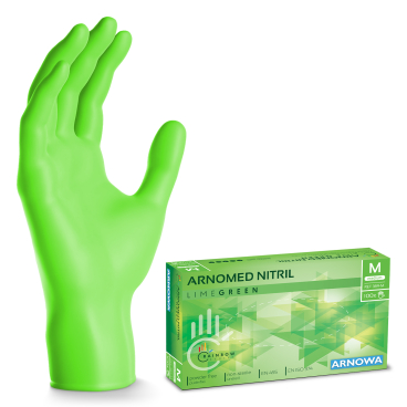 ARNOMED Nitril Lime Green Einmalhandschuhe, puderfrei, grün 1 Packung = 100 Stück, Größe M - Bild-Darstellung des Produktes 1