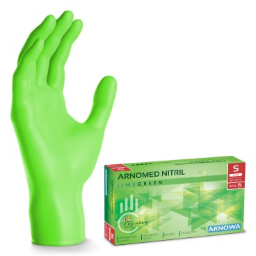 ARNOMED Nitril Lime Green Einmalhandschuhe, puderfrei, grün 1 Packung = 100 Stück, Größe S - Bild-Darstellung des Produktes 1