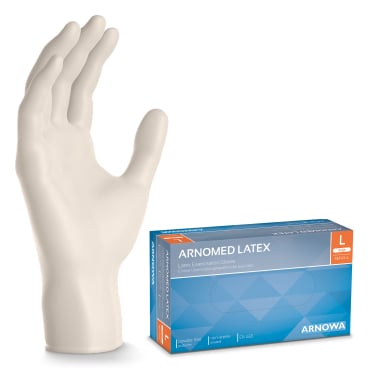 ARNOMED Latex PF Einmalhandschuhe, puderfrei, natur 1 Packung = 100 Stück, Größe L - Bild-Darstellung des Produktes 1