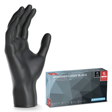 ARNOMED Latex Black Einmalhandschuhe, puderfrei, schwarz 1 Packung = 100 Stück, Größe S - Bild-Darstellung des Produktes 1