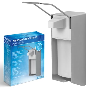 ARNOMED Desinfektionsmittelspender, Aluminium Füllvolumen: 500 ml, mit langem Hebel - Bild-Darstellung des Produktes 1