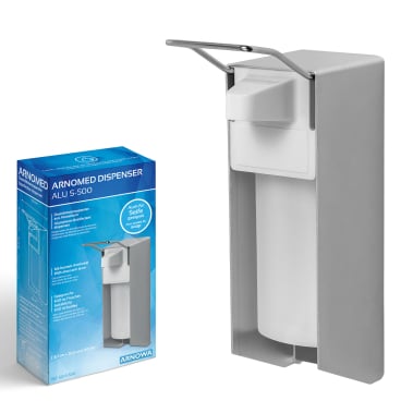 ARNOMED Desinfektionsmittelspender, Aluminium Füllvolumen: 500 ml, mit kurzem Hebel - Bild-Darstellung des Produktes 1