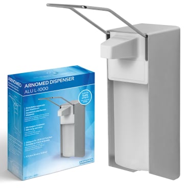ARNOMED Desinfektionsmittelspender, Aluminium Füllvolumen: 1 Liter, mit langem Hebel - Bild-Darstellung des Produktes 1