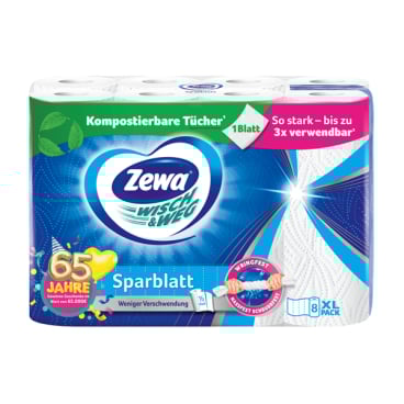Zewa Küchenrolle Wisch&Weg, Sparblatt
 1 Packung = 8 x 74 Blatt - Bild-Darstellung des Produktes 1