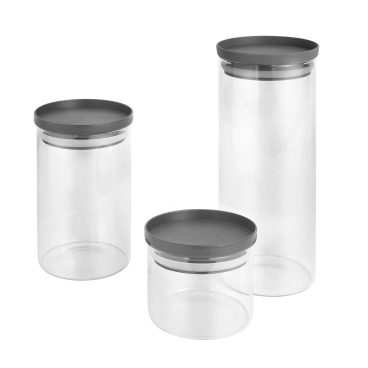 Metaltex Aroma Line Vorratsgläser Set, stapelbar 1 Set = 1 x 450 ml + 1 x 1000 ml + 1x 1500 ml - Bild-Darstellung des Produktes 1