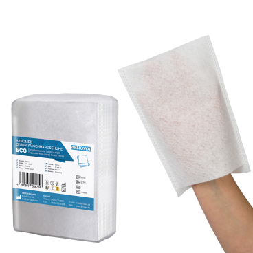 ARNOMED Einmalwaschhandschuh Molton ECO, weiß 1 Karton = 20 Beutel à 50 Stück - Bild-Darstellung des Produktes 1