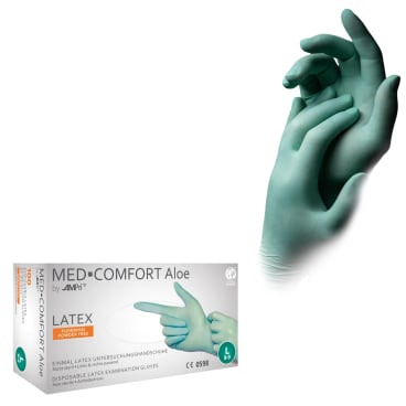 MED-COMFORT Aloe Latexhandschuhe, puderfrei, mintgrün 1 Packung = 100 Stück, Größe XS - Bild-Darstellung des Produktes 1
