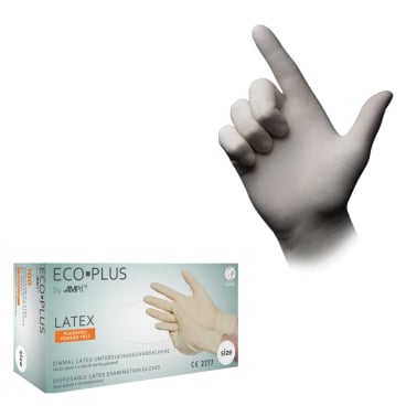 ECO-PLUS Latexhandschuhe, puderfrei, weiß 1 Packung = 100 Stück, Größe L - Bild-Darstellung des Produktes 1