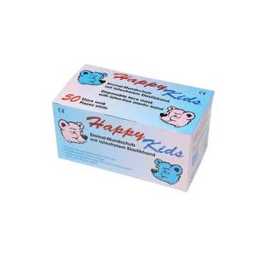 HAPPY KIDS Einmalmundschutz, Typ II, weiß, 3-lagig 1 Packung = 50 Stück - Bild-Darstellung des Produktes 1