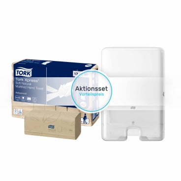Tork Xpress® Aktionsset Papierhandtücher + Spender H2 1 Karton = 21 Packungen à 180 Blatt + 1 Handtuchspender - Bild-Darstellung des Produktes 1
