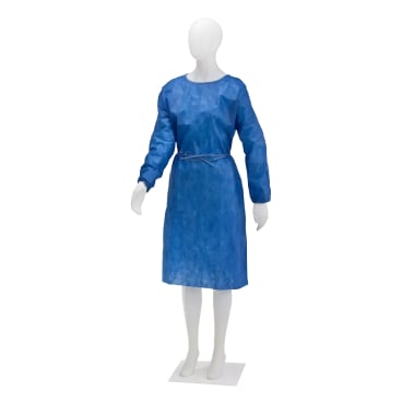 MED-COMFORT Einwegkittel, Vlies, blau, 115 cm 1 Karton = 10 Packungen à 10 Stück, Größe L/XL - Bild-Darstellung des Produktes 1