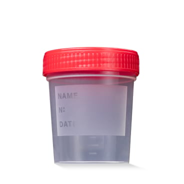 Urinsammelbehälter mit rotem Schnappdeckel, 125 ml, steril 1 Karton = 200 Stück - Bild-Darstellung des Produktes 1